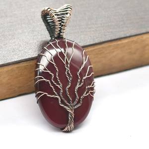 Tree Life Red Fire Labradorite Colgante Alambre de latón Envuelto Piedra preciosa Vintage Plateado Joyería de diseñador hecha a mano - Product Image 2
