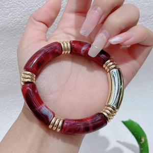 กำไลข้อมือเรซินบางทรงเรขาคณิตอะคริลิคหนาๆกำไลอะซิเตทสำหรับฤดูร้อนกำไลข้อมือเรียบสำหรับเป็นของขวัญจากหัตถกรรม - Product Image 5