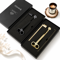 Vente en gros de kit d'entretien et d'accessoires de bougies en or noir boîte cadeau coupe-mèche de haute qualité