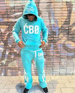 Conjunto de 2 Piezas de Chándal Deportivo con Parches Bordados Desgastados Personalizados, Pantalones Deportivos Desteñidos al Sol, Estilo Urbano - Product Image 4