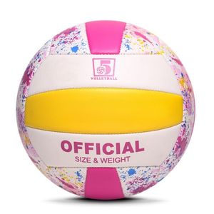 Palla rosa carina per ragazze pallina da pallavolo formato ufficiale 5 in PVC promozionale in pelle Soft Feel cucita a macchina per eventi Giveaway - Product Image 1