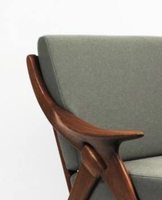 Fauteuil lounge moderne, structure en teck massif, coussin en tissu et mousse, mobilier de salon de haute qualité, utilisation hôtelière, respectueux de l'environnement