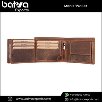 Dompet kulit asli pria, kstitch Logo lipat dua pendek kulit asli Hunter Vintage elegan, dilindungi RFID