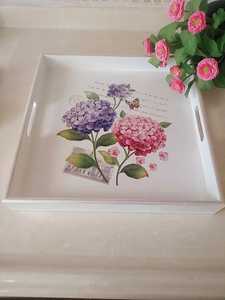 Plateau de service carré 10x10 à motif floral marguerite en MDF avec poignée jaune, pour table basse, cuisine, maison, organisation et rangement de nourriture et de boissons - Product Image 6