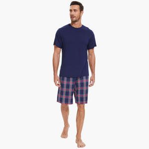 Summer Short Sleeve Top With Shorts Cotton <b>Men</b> <b>Pyjamas</b> Loungewear OEM ODM Bamboo Pajamas Loungewear for <b>Men</b> - Product Image 2