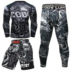 ชุดกีฬา MMA 2ชิ้นสำหรับผู้ชายรวมทั้ง rashguard และกางเกงขาสั้นสำหรับมวยไทย BJJ คิกบ็อกซิ่งยิม2025เทรนนิ่ง - Product Image 2