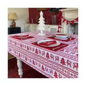 100% Organic Cotton Table Cloth Wholesale Merry Christmas Assorted Colors Embroidered Disposable Bulk OEM ODM Buyers - Product Image 3