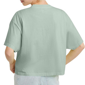 Custom Women's T-shirts Short Sleeve Crew Neck 100% cotton Basic <b>Tee</b> Blank Black <b>White</b> <b>Plain</b> Crop top T Shirt for women - Product Image 2