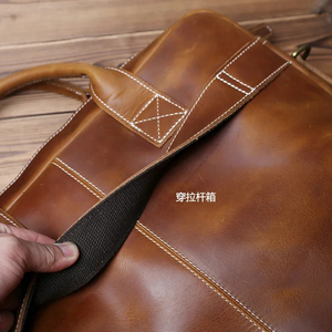 Maletín Clásico de Cuero Vacuno para Portátil, Bolso Bandolera de Gran Capacidad, Portátil, Resistente, con Cierre de Cremallera para Oficina - Product Image 6