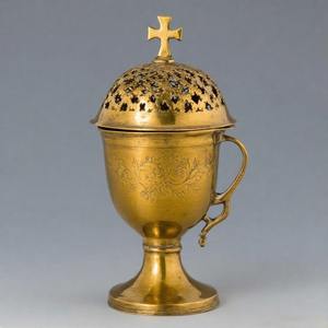 Incensario colgante de latón tradicional de fuego sagrado, quemador de incienso de Iglesia Vintage para ambiente ceremonial y espiritual - Product Image 3