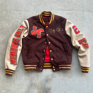 Veste universitaire en cuir pour hommes Streetwear Bomber d'hiver avec logo personnalisé broderie en chenille Patchwork de haute qualité Letterman pour hommes - Product Image 1