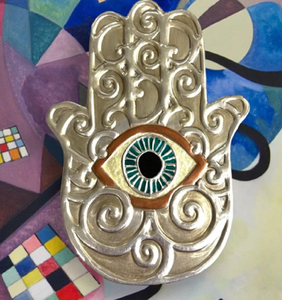 Mano de Hamsa de madera negra con patrón de filigrana en remolino dorado para decoración espiritual moderna y protección del hogar al por mayor - Product Image 4