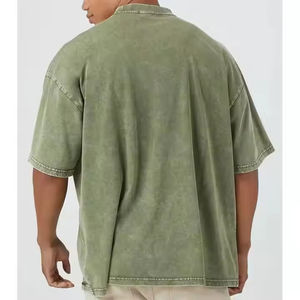 T-shirt unisexe surdimensionné en coton épais à col rond, coupe courte, style vintage, imprimé personnalisé, délavé à l'acide, pour homme - Product Image 5