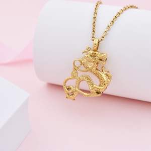 Collares de urna de dragón dorado para cenizas, joyería de recuerdo, colgante de urna de cremación de acero inoxidable para hombres y mujeres, tamaño personalizado - Product Image 2