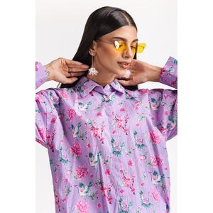 Conjunto Casual de Camisa y Pantalón de Licra con Estampado Digital IPS-24-200, sin Cuello y con Mangas Tres Cuartos para Primavera/Verano - Product Image 4