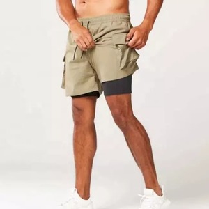 Gym กางเกงขาสั้นของผู้ชาย,กางเกงรัดกล้ามเนื้อแห้งเร็วผ้าโพลีเอสเตอร์2 In 1สำหรับใส่วิ่งเข้ายิมขนาด5นิ้ว - Product Image 1