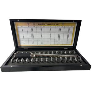 Juego de Medidores de Anillos de Boda JIPSY con Agarre de Goma Superior, Mandril de Aluminio y Medidor de Tallas de Anillos en Caja de Madera - Product Image 5