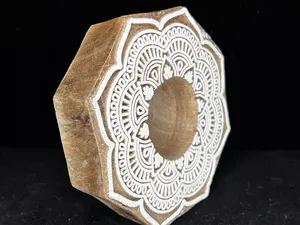 เชิงเทียนไม้ทีไลท์ทำจากไม้ธรรมชาติของผู้ผลิตอินเดียเชิงเทียนโลหะแนวชนบทของตกแต่งบ้านบรรยากาศสบายๆ - Product Image 5