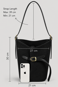 Sac seau en toile noire avec logo personnalisé, sac à main minimaliste pour femme, OEM ODM, marque privée - Product Image 6