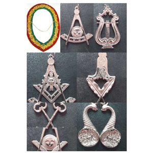 Collier d'officier maçonnique Bijoux Royal Select Maçons CHAINE COLLIER BRODÉ À LA MAIN AVEC BIJOU Plaqué or violet support franc-maçon - Product Image 2