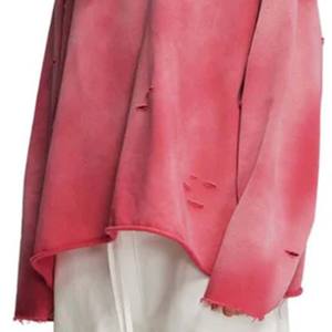 Lavage à l'acide nouveau Vintage délavé en détresse femmes sweat surdimensionné Polyester coton hiver décontracté motif solide - Product Image 4