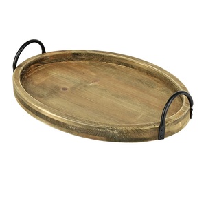Bandeja de servicio de madera para MANGO de metal con forma de huevos para hoteles y bandeja de servicio con logotipo personalizado para uso doméstico - Product Image 1