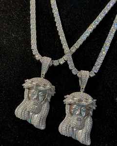 Ensemble de chaîne de coupe princesse en argent sterling 925 personnalisé de luxe en or 14 carats charme hindou avec pierre principale Moissanite style Hip Hop - Product Image 4