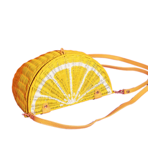 Bolso de Mano de Mimbre y Ratán con Diseño de Limón para Mujer, Estilo Veraniego, para Vacaciones de Verano, Bolso Amarillo Hecho a Mano - Product Image 3