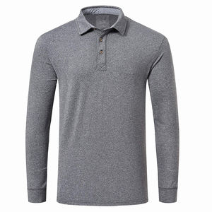 Polo de color gris de la mejor calidad para hombre, ropa informal de manga larga, polo hecho de poliéster con diseño de logotipo personalizado - Product Image 2