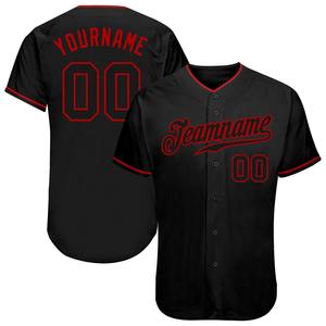 Uniforme de béisbol Industria Ropa deportiva Personalizado Negro-Rojo Camiseta de béisbol auténtica - Product Image 1