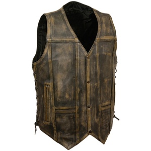 Gilet d'hiver de haute qualité pour hommes haut en cuir véritable de dernier style avec bouton et décoration de broderie de logo 3D - Product Image 2