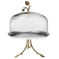 Couvercle en verre papillon Design exclusif Qualité Présentoir à dessert à un niveau pour table à manger Fruits Dessert Cake Holder