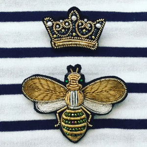 Insignias de alambre de lingotes de oro y plata bordados a mano al por mayor a medida - Product Image 1