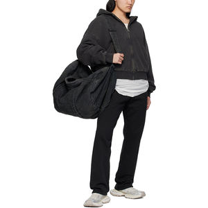 Sportish Impex Custom Heavyweight French Terry Acid Wash <b>Zip</b>-<b>Up</b> <b>Hoodie</b> <b>Men</b> | <b>Black</b> Washed Boxy Cropped Blank <b>Hoodie</b> - Product Image 4