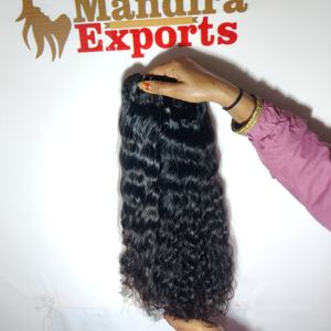 100% cuticule alignée traitement non chimique temple faisceau naturel vierge couleur noire bouclés sud indien Extensions de cheveux humains - Product Image 3