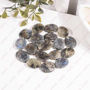 Nouvel Arrivage Pierre de la Lune Ovale Couleur Naturelle et Labradorite, Pierres de Soin Feng Shui pour Décoration, Cadeaux et Pierre de Poche - Product Image 1