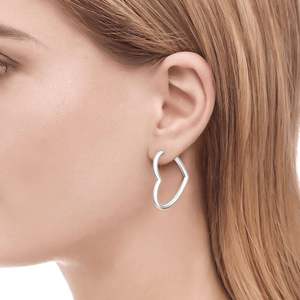 Jeulia Rhodium Plated Sterling <b>Silver</b> <b>Heart</b> Stud <b>Earrings</b> Trendy Religious Gift - Product Image 4