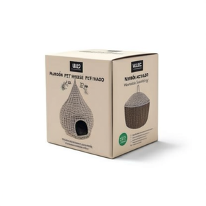 Nordic Minimalist Luxury Pet House <b>Cube</b> Lounge Handwoven Wicker Cat Bed Sustainable Wooden Cat Condo for Small Promotional Pet - Product Image 2