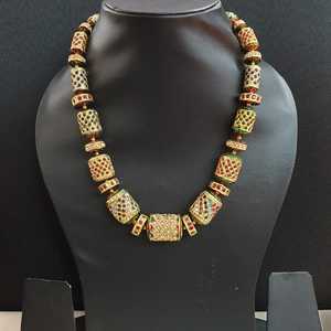 Navratana Jadau <b>Beads</b> <b>Necklace</b> Premium Fine Beaded <b>Necklaces</b> - Product Image 6