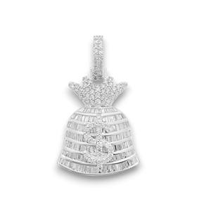 Colgante de bolsa de dinero estilo Hip Hop más Popular, colgante de Plata de Ley 925 con diamante de moissanita redondo y colgante de corte Baguette - Product Image 1
