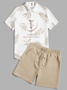 Conjunto corto de verano de alta calidad para hombres Material personalizado de la mejor calidad 100% conjunto corto de algodón para hombres - Product Image 2