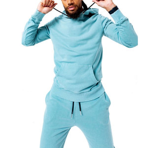 Chándal informal de 2 piezas lavado con ácido para hombre, de lana XL Sudadera con capucha, pantalones con cordón, sudaderas con capucha transpirables cómodas para hombre - Product Image 2