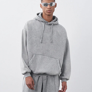 Ensemble de survêtements pour hommes Winters Heavyweight Acid Wash 100% coton Logo personnalisé Joggers à capuche 2 pièces avec strass Taille OEM - Product Image 4