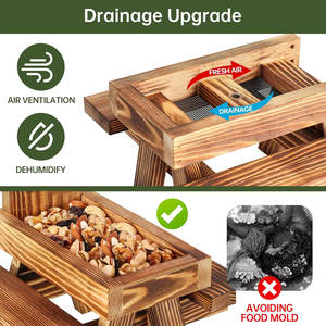 Durable Premium Carbonized Wood Squirrel <b>Feeder</b> Funny <b>Birding</b> Table with Corn Cob Holder & <b>Peanut</b> Tray for Backyard Wildlife - Product Image 2
