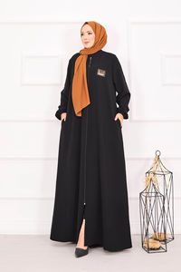 Vêtements de prière en coton de style moyen-oriental en gros, kaftan de couleur camel, abaya modeste pour femmes, poignets élastiques, poches, robes - Product Image 2