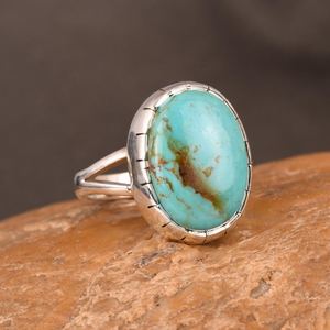 Kingman Turquoise <b>Chunky</b> Sterling <b>Silver</b> <b>Ring</b> Boho Statement Jewelry Handmade Southwestern Gemstone <b>Ring</b> Gift for Her - Product Image 3