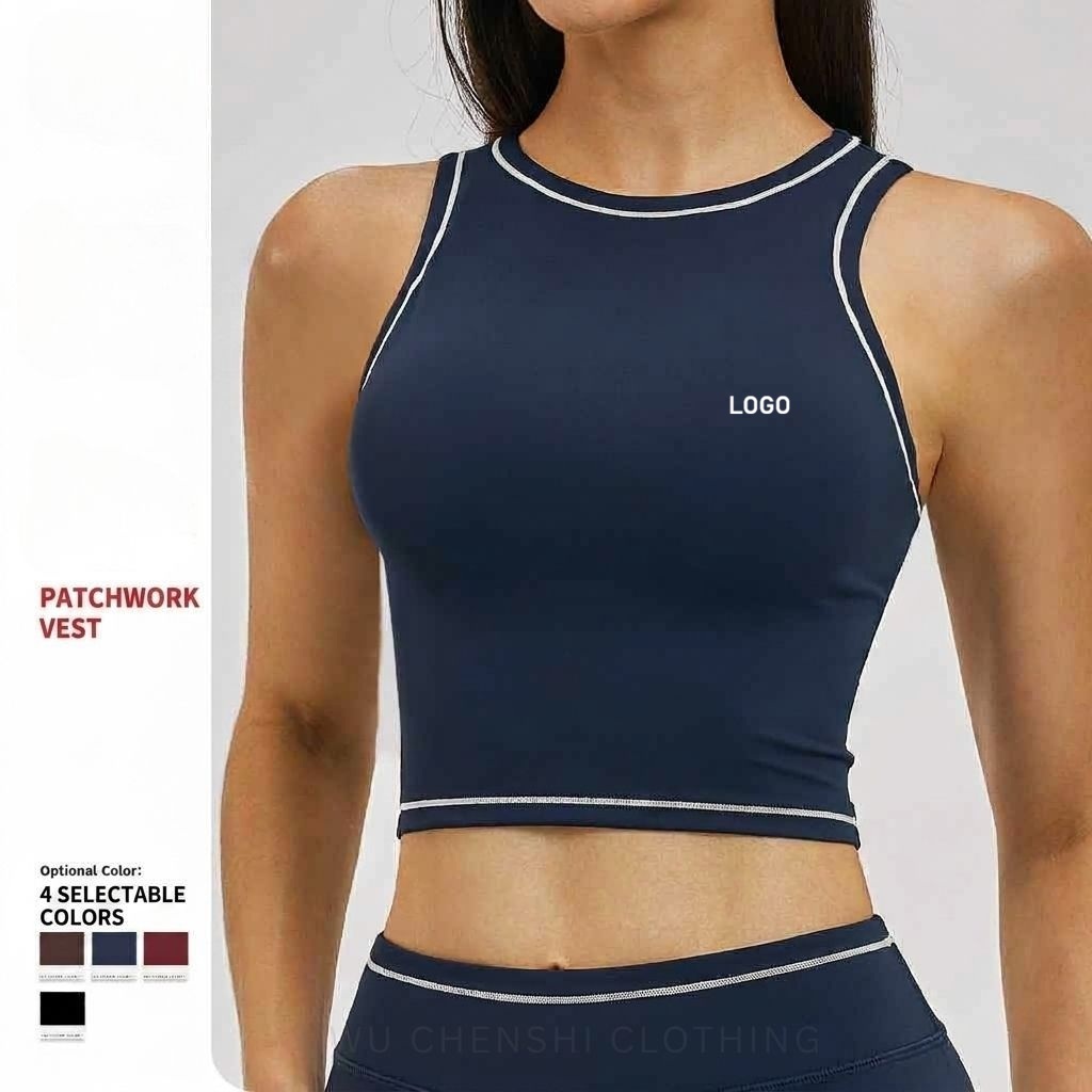 Women Color Block Sports Bra, Bare Feel Shockproof Yoga Bra, High Impact Fitness Running Workout Top Gym Fitness Running Vest