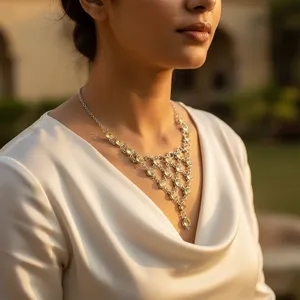 สร้อยคอคริสตัลเงิน 925 สำหรับผู้หญิง พร้อมอัญมณีซิทริน ของขวัญเครื่องประดับ - Product Image 3