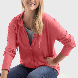 Sudadera con capucha y cremallera para mujer OEM, ajuste personalizado con impresión de logotipo de tela cómoda para ropa de moda y soporte de etiqueta privada - Product Image 3