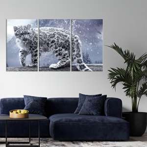 Snow Canvas Gift : Décoration murale en verre peinte avec des animaux sauvages, lot de 3 toiles - Product Image 1